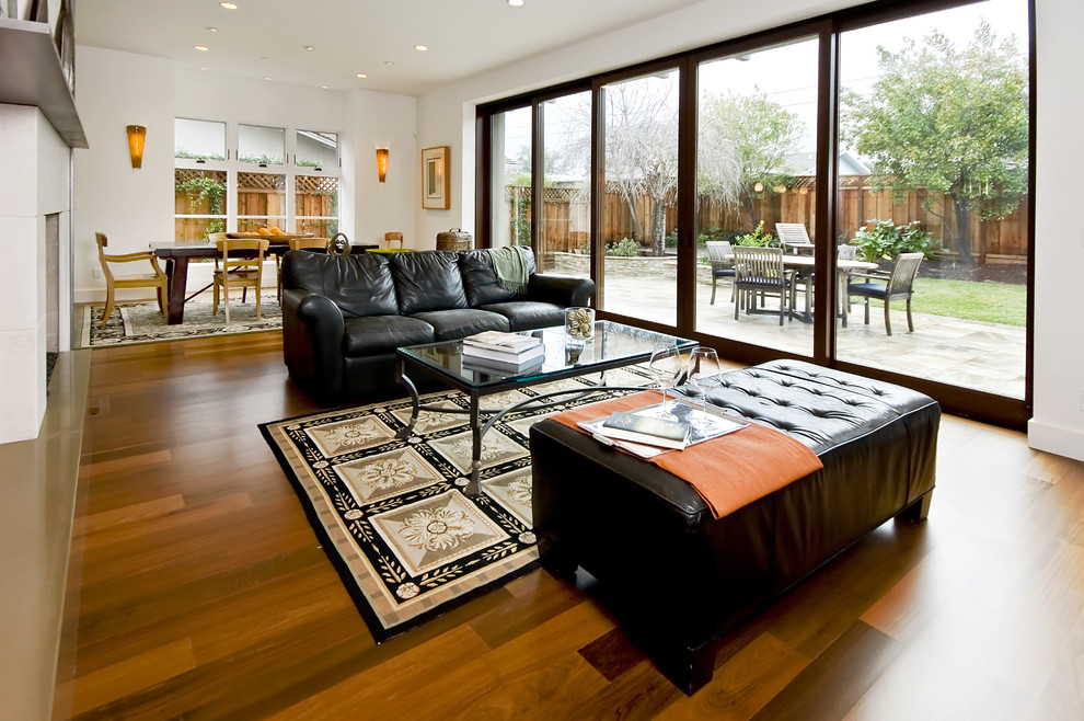 Stacked Stone Fireplace Living Room Contemporary with None 
