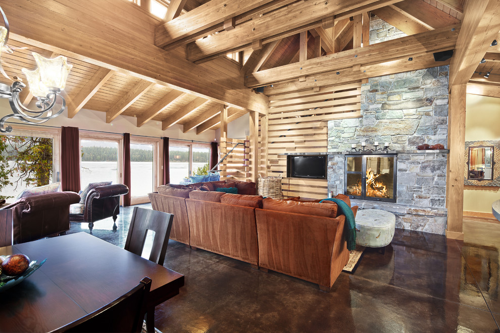 Stained Concrete Floors Family Room Contemporary with Affordable Architect Cabin Chair