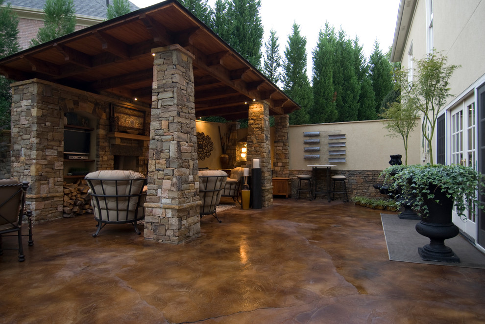 Stained Concrete Patio Patio Traditional with Concrete and Stone Outdoor