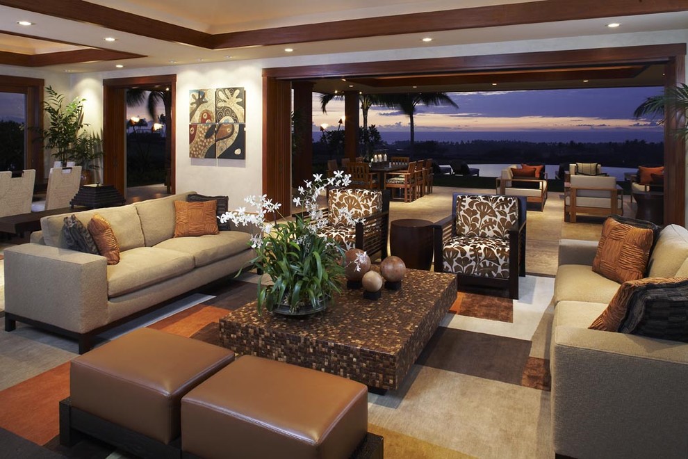 Stained Crown Molding Living Room Tropical with Arm Chair Chair Coffee
