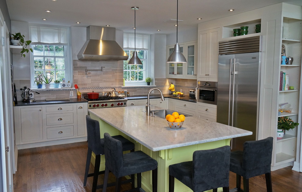 Stainless Steel Apron Sink Kitchen Traditional with Black Counter Stool Brushed