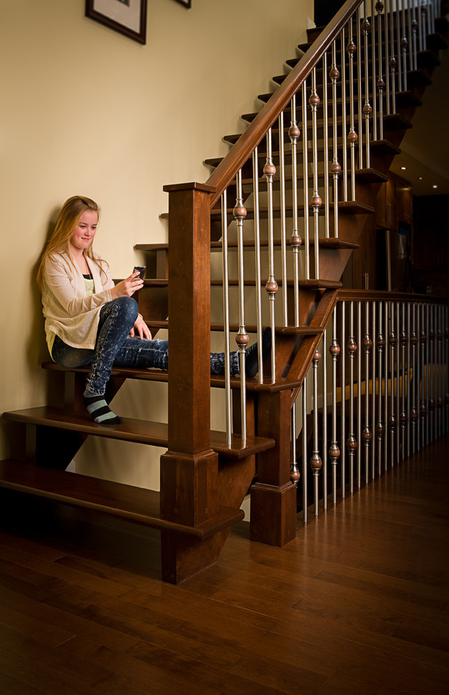 Stainless Steel Balusters Staircase Contemporary with Custom Railing Escalier Handrail