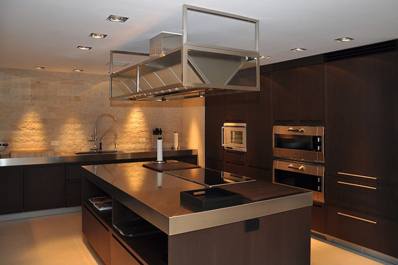 Stainless Steel Baseboard Kitchen Modern with Ceiling Construction Contractor Kitchen