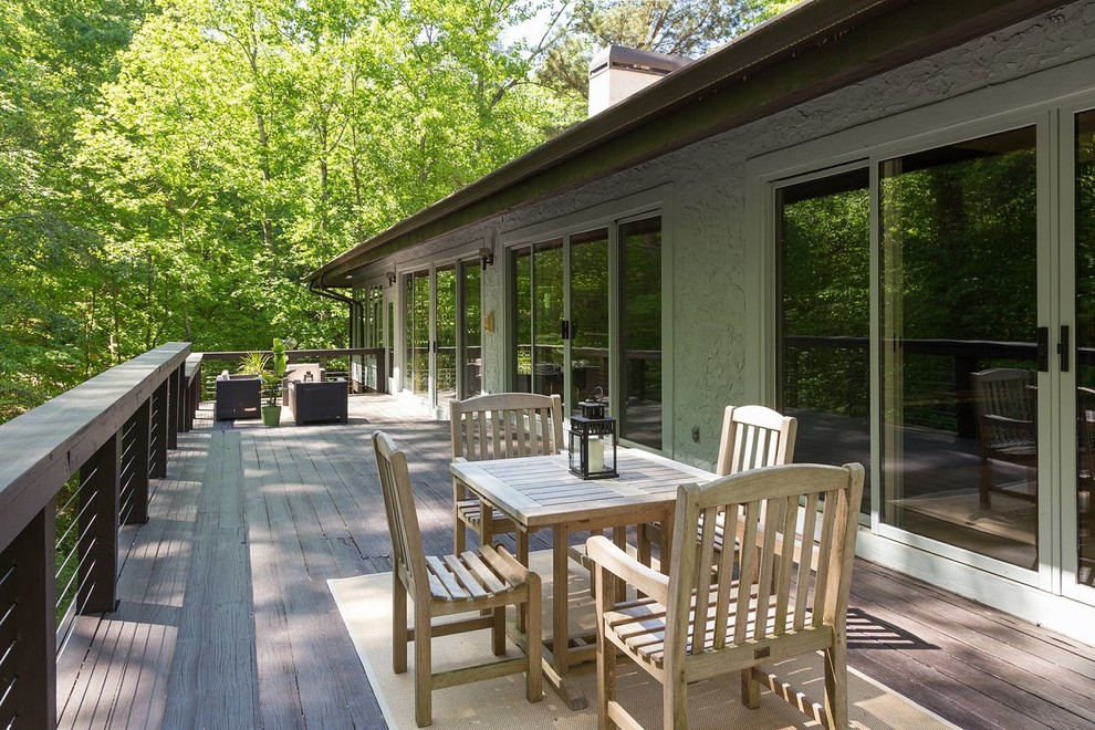 Stainless Steel Cable Railing Patio Contemporary with Views of Wooded Lot