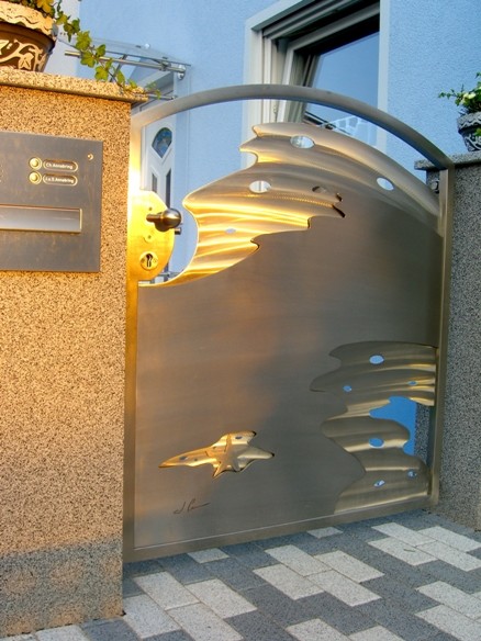 Stainless Steel Gates Landscape Eclectic with Art Artistic Artistic Gate