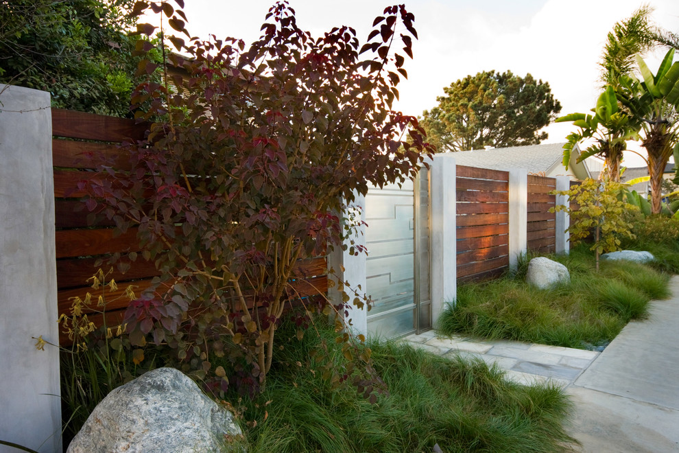 Stainless Steel Gates Landscape Modern with Concrete Concrete Pathway Concrete