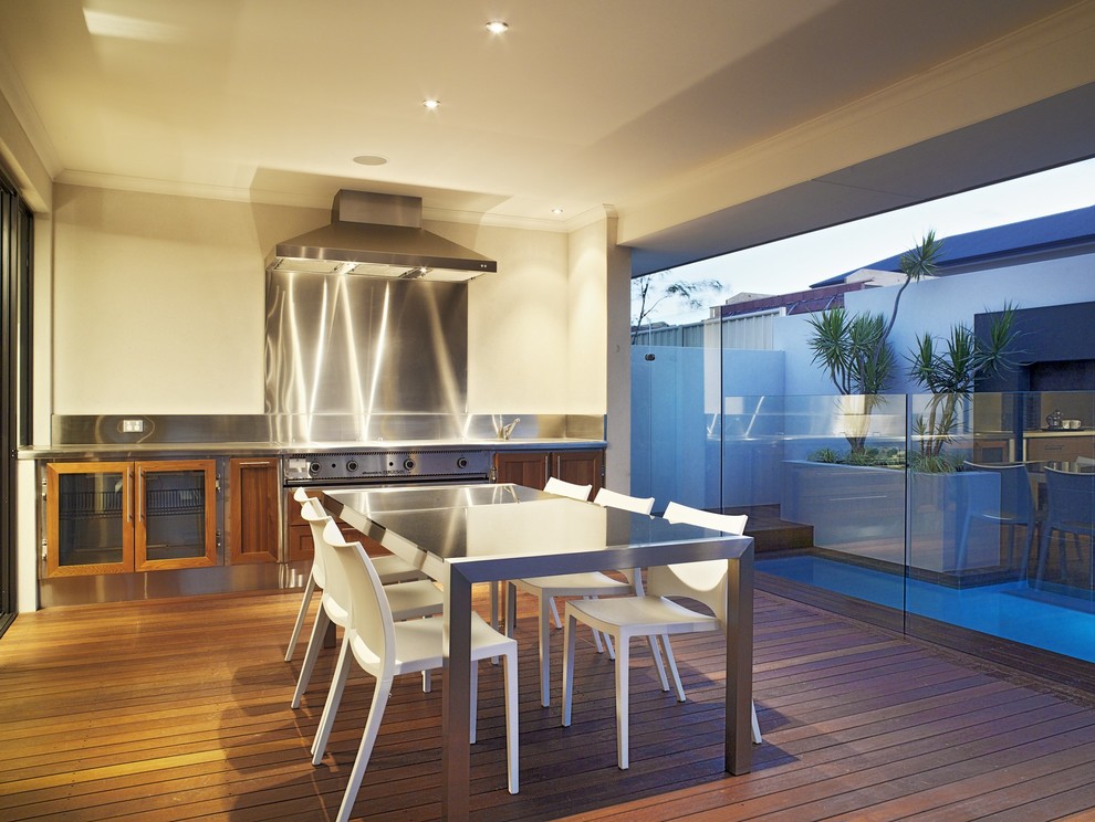 Stainless Steel Kitchen Table Deck Contemporary with Covered Outdoor Spaces Decking