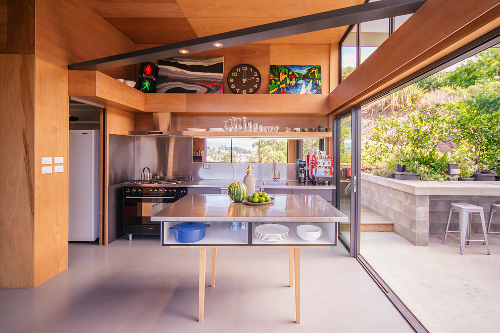 Stainless Steel Kitchen Table Kitchen Contemporary with Clerestory Window Double Height