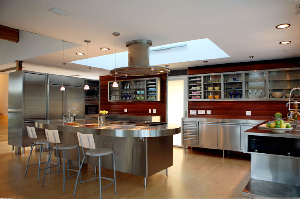 Stainless Steel Kitchen Table Kitchen Modern with Accent Wall Bar Stools