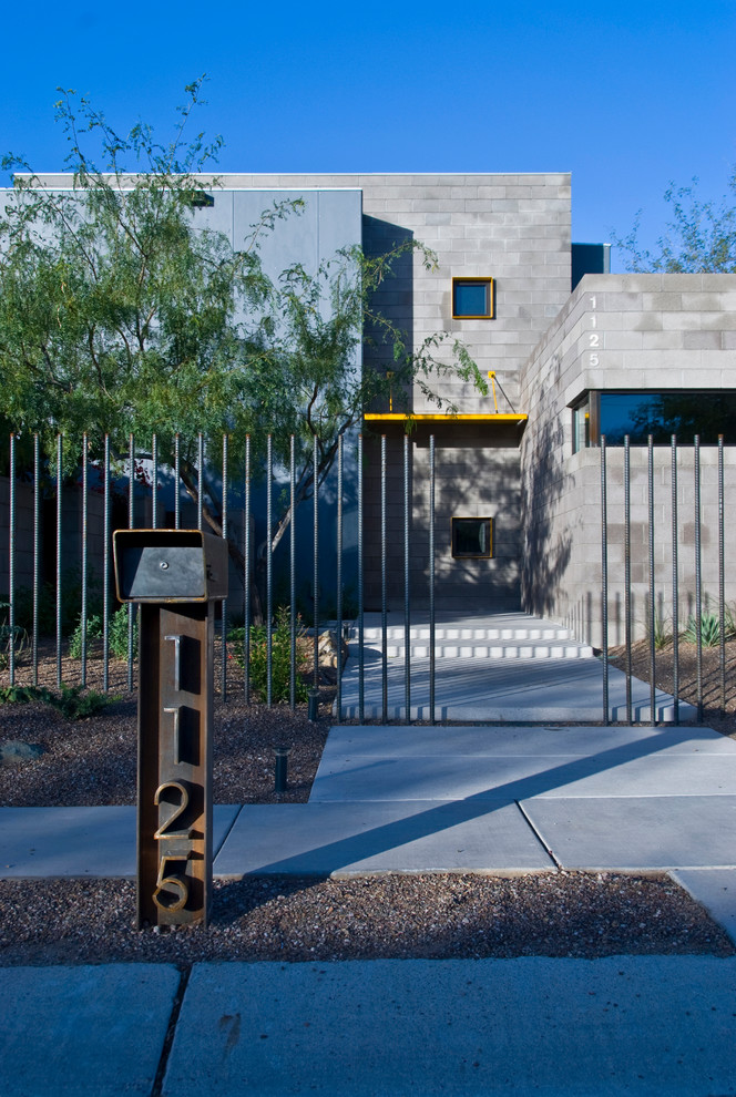 Stainless Steel Mailboxes Exterior Contemporary with Arizona Compact Footprint Concrete