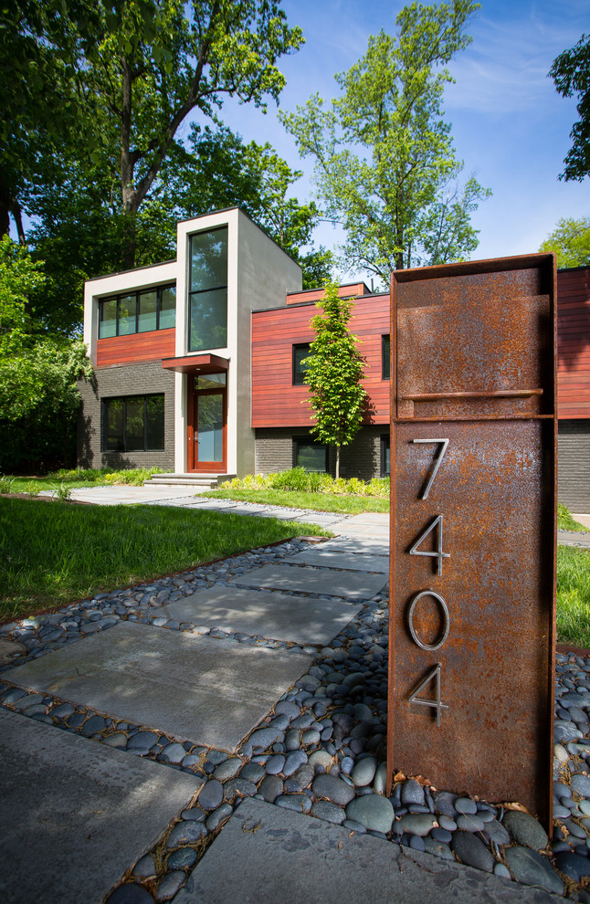 Stainless Steel Mailboxes Exterior Contemporary with Entry Front Door Front