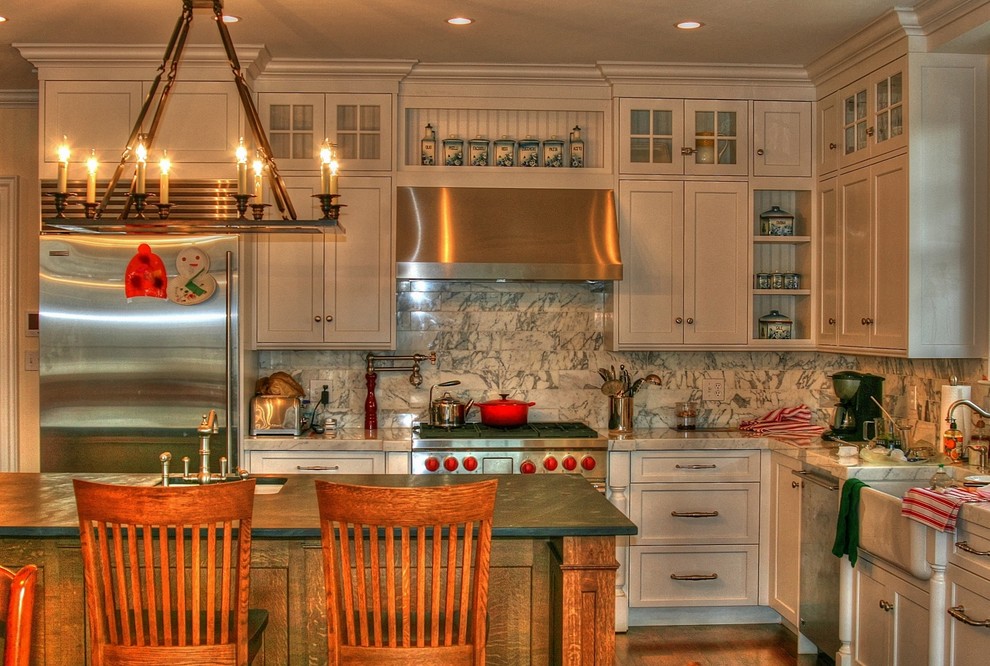 Stainless Steel Range Hood Kitchen Traditional with Barstools Chandelier Christopher Peacock