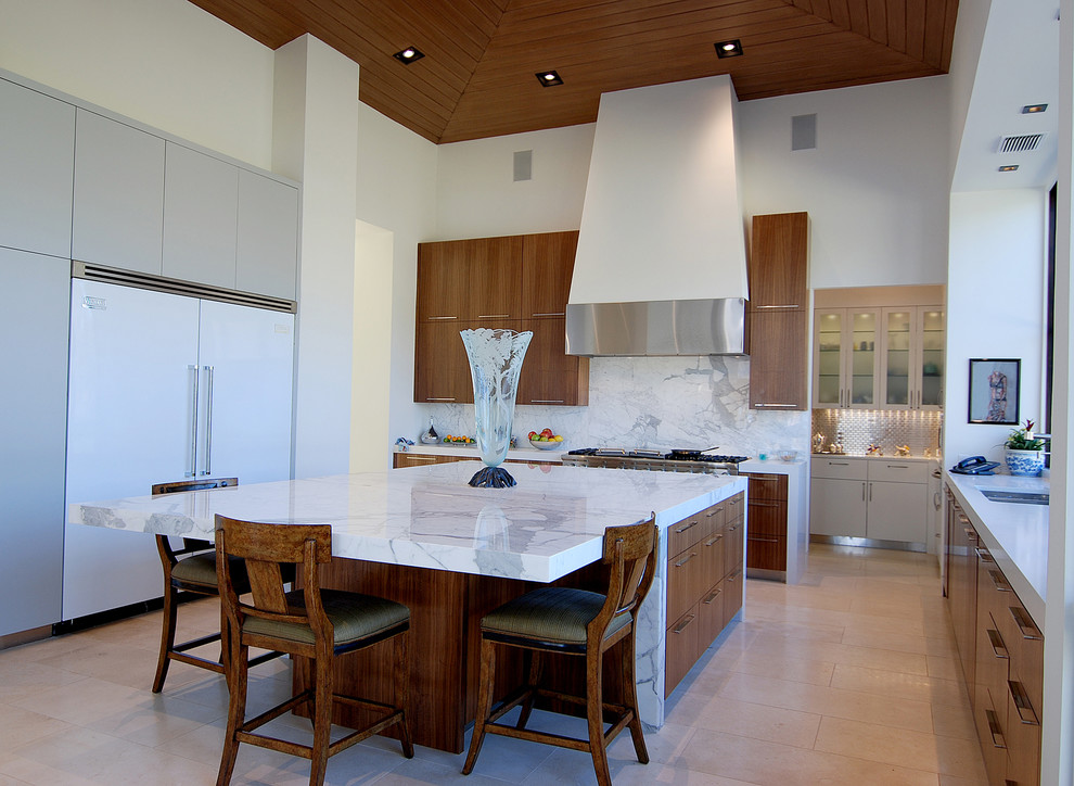 Stainless Steel Tile Backsplash Kitchen Mediterranean with None 