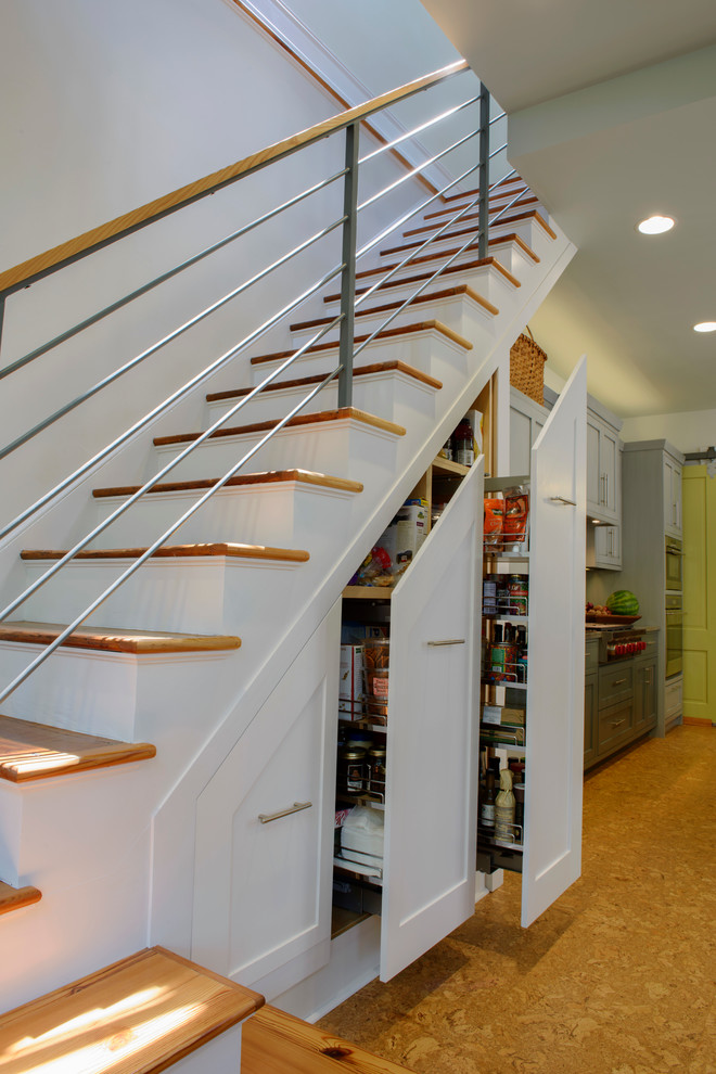 Stair Banister Ideas Staircase Transitional with Cork Floor Hidden Storage