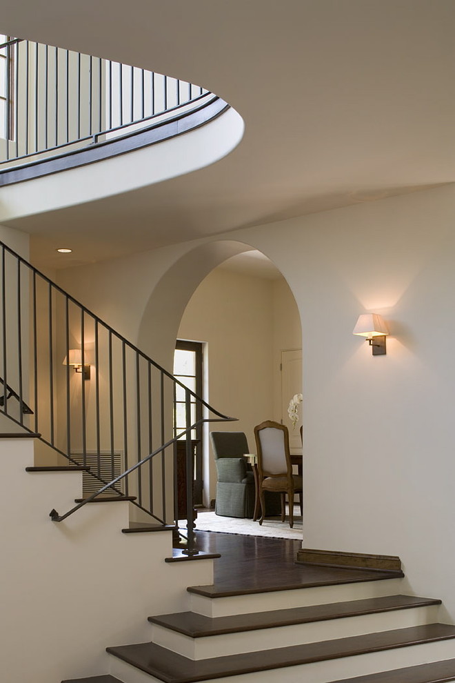 Stair Rail Ideas Staircase Traditional with Arched Doorway Banister Dark