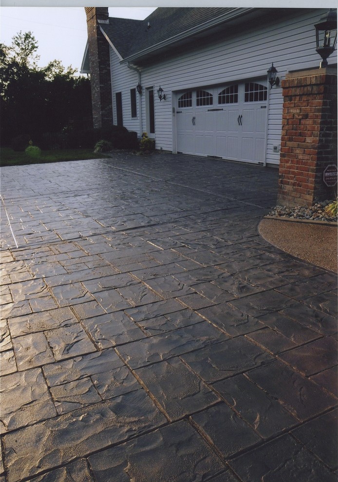 Stamped Concrete Driveway Landscape Modern with Cement Concrete Coating Concrete