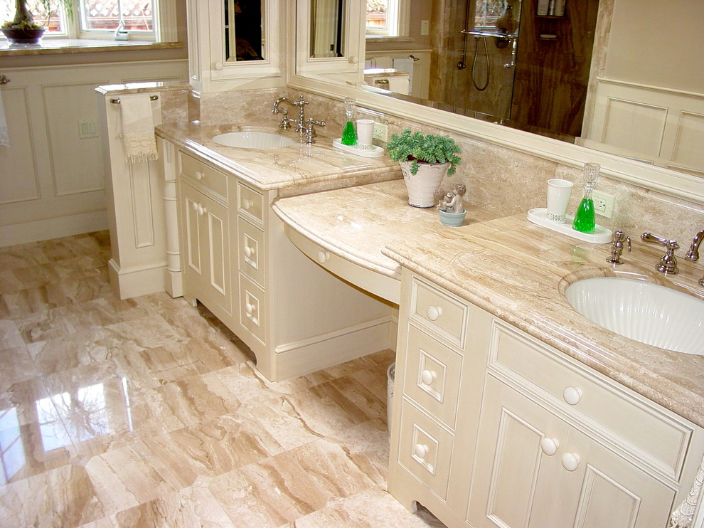 Stand Alone Tub Bathroom with Built in Medicine Cabinet