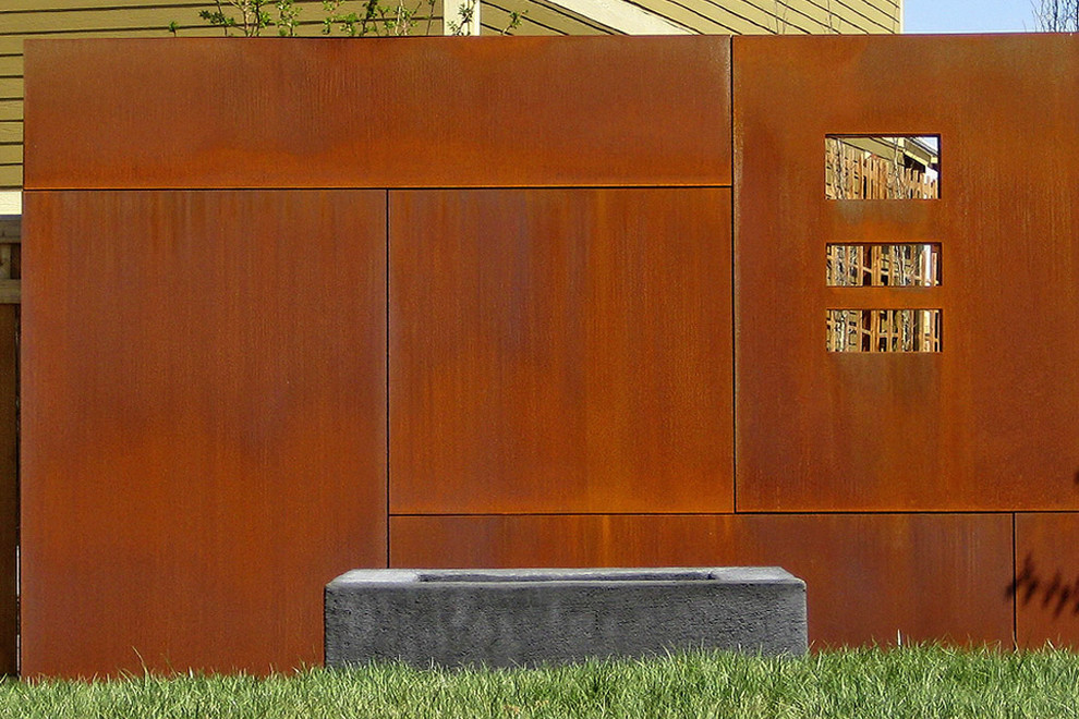 Steel Building Homes Landscape Industrial with Fire Pit Firepit Landscape