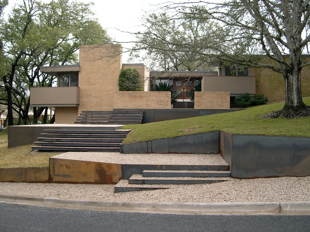 Steel Retaining Wall Landscape Modern with Arts and Crafts Concrete