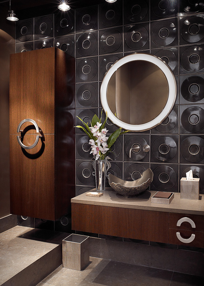 Stone Forest Sinks Bathroom Contemporary with Accent Tiles Accent Wall