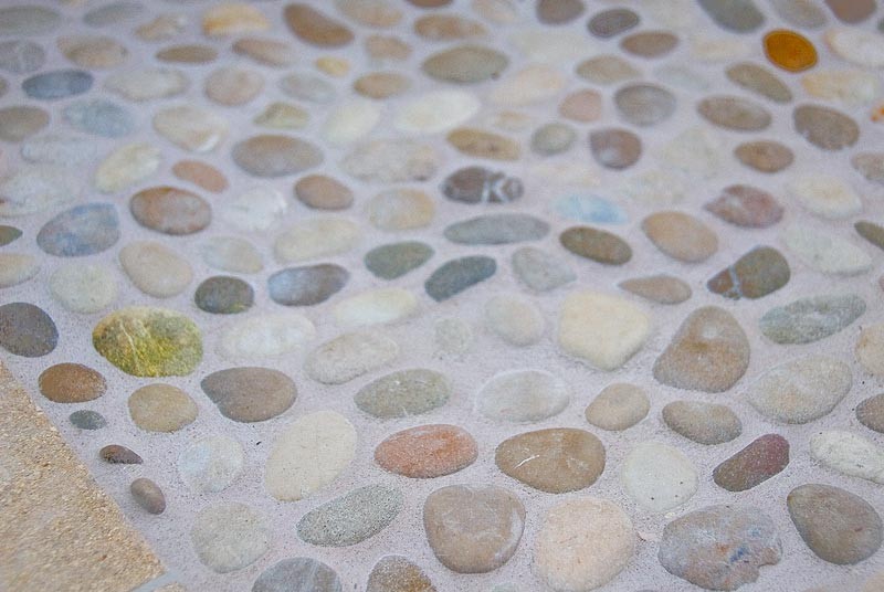 Stone Shower Floor Bathroom Contemporary with Bathroom Master Bath Mosaic