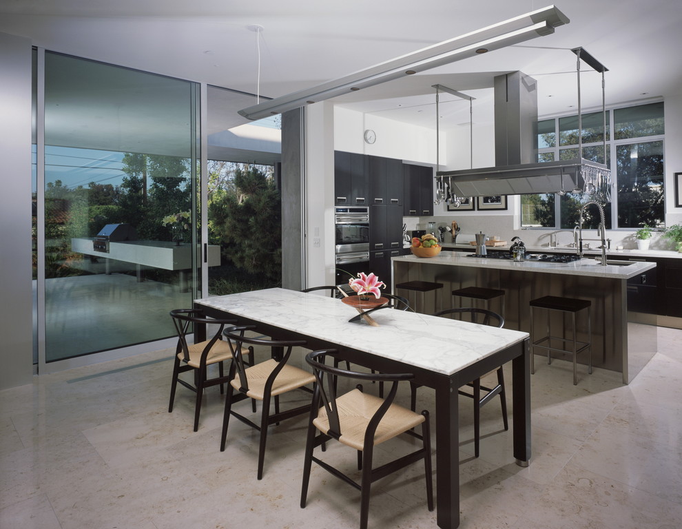 Stone Top Table Dining Room Modern with Breakfast Bar Dark Wood