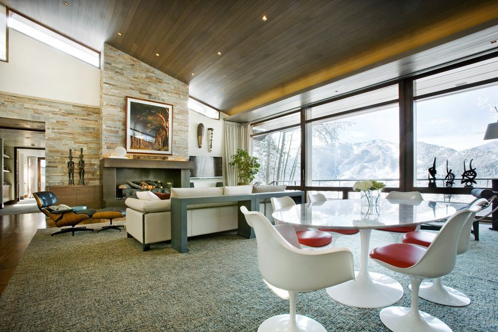Stone Wall Fireplace Living Room Contemporary with Concrete Fireplace Eames Floor to Ceiling