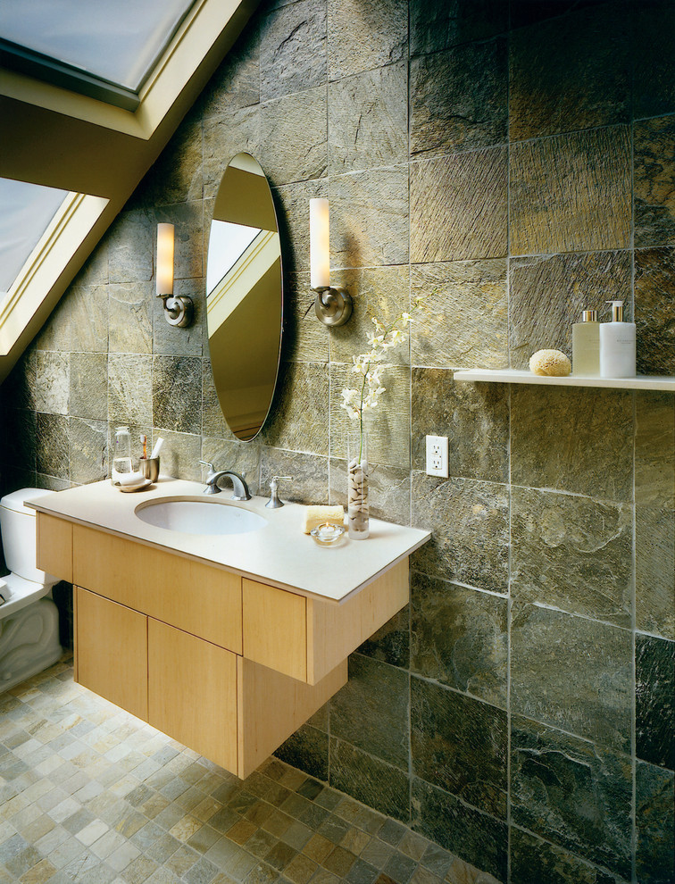 Stone Wall Tile Bathroom Asian with Bathroom Mirror Bathroom Shelves