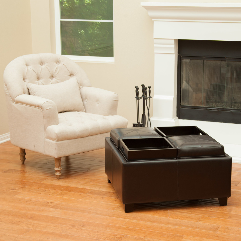 Storage Ottoman with Tray Living Room Contemporary with Bonded Leather Ottoman Contemporary