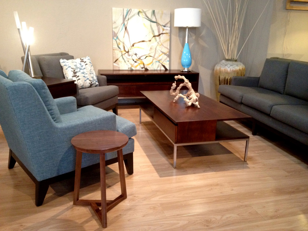 Striped Wingback Chair Living Room Modern with Accent Tables Media Cabinet