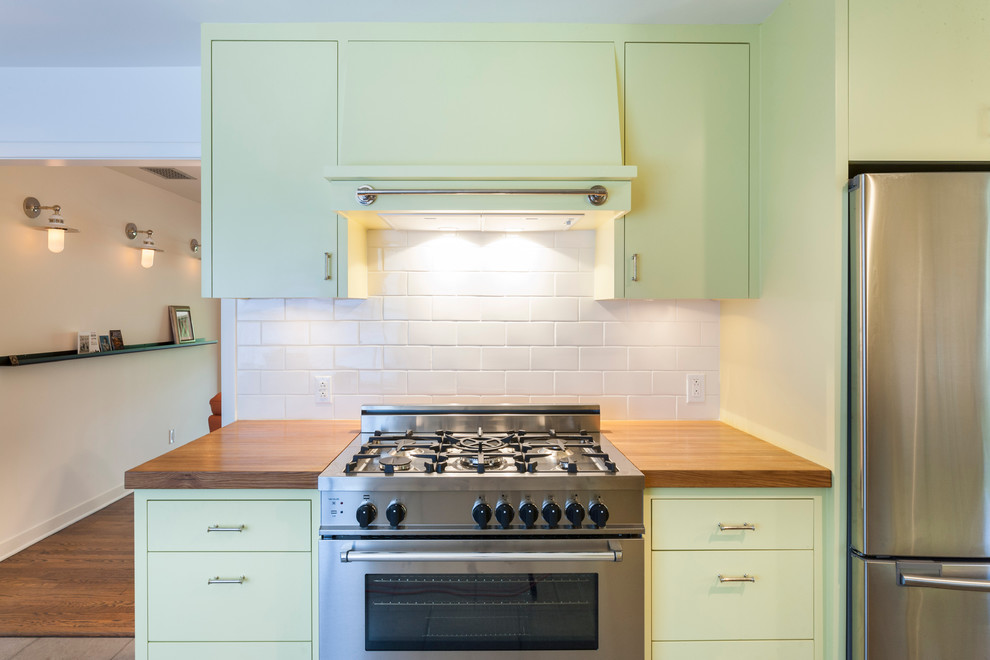 Subway Backsplash Tile Kitchen Contemporary with Custom Cabinets Custom Range