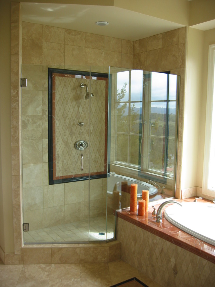 Subway Tile Bathroom Bathroom Mediterranean with Bathroom Glass Enclosure Shower
