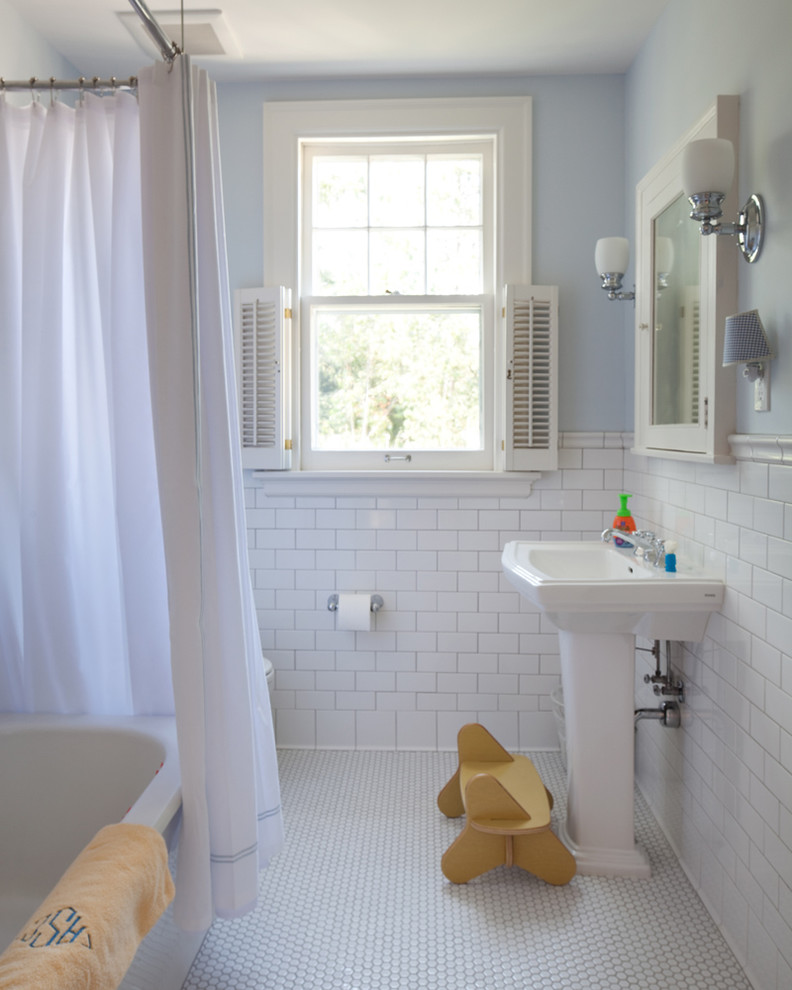 Subway Tile Bathrooms Bathroom Traditional with Blue Cottage Medicine Cabinet