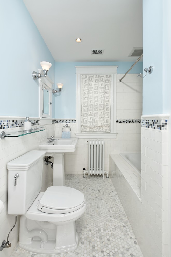 Subway Tile Bathrooms Bathroom Traditional with Grey Tile Mosaic Penny
