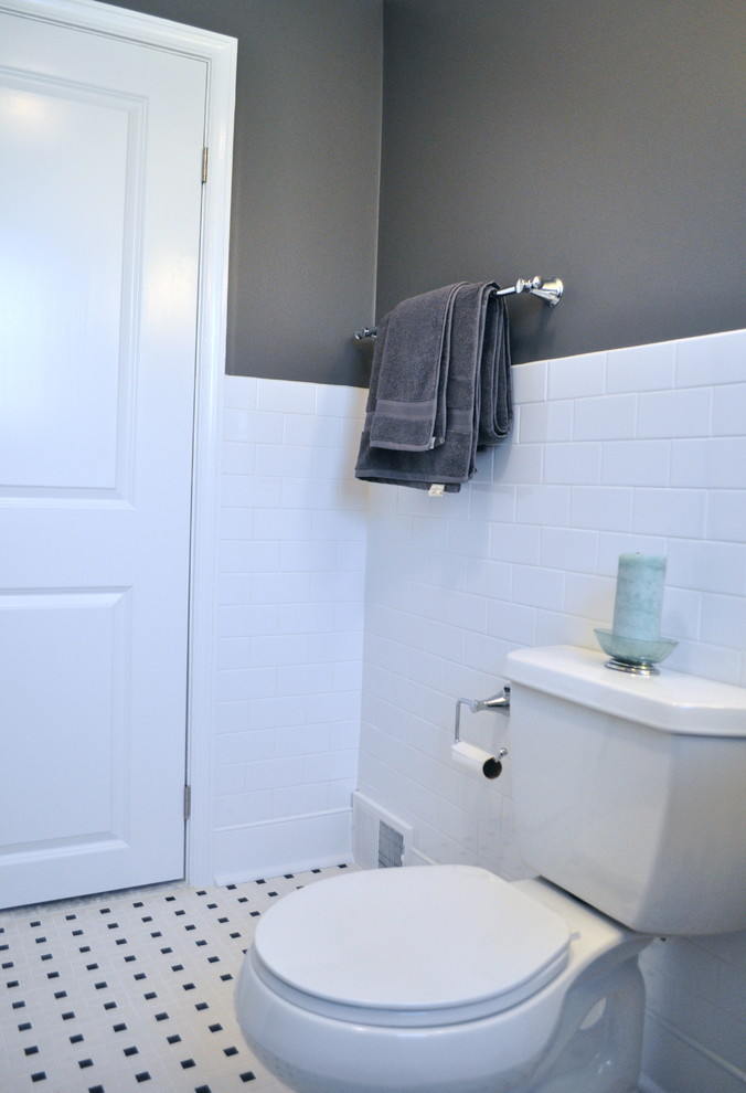 Subway Tile Floor Bathroom Traditional with None 