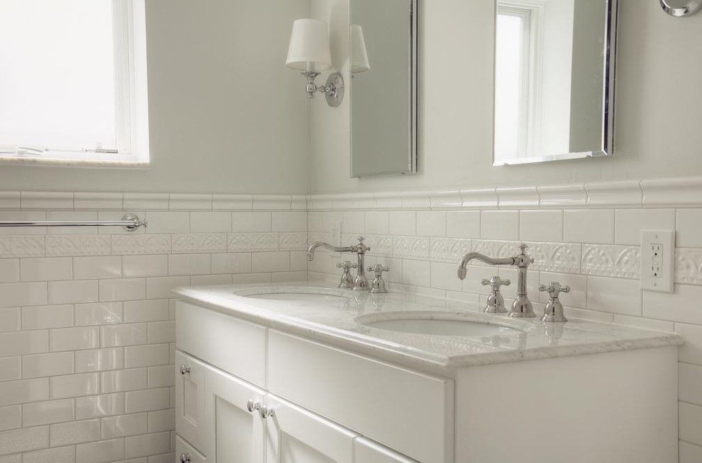 Subway Tiles Bathroom Bathroom Traditional with None 2