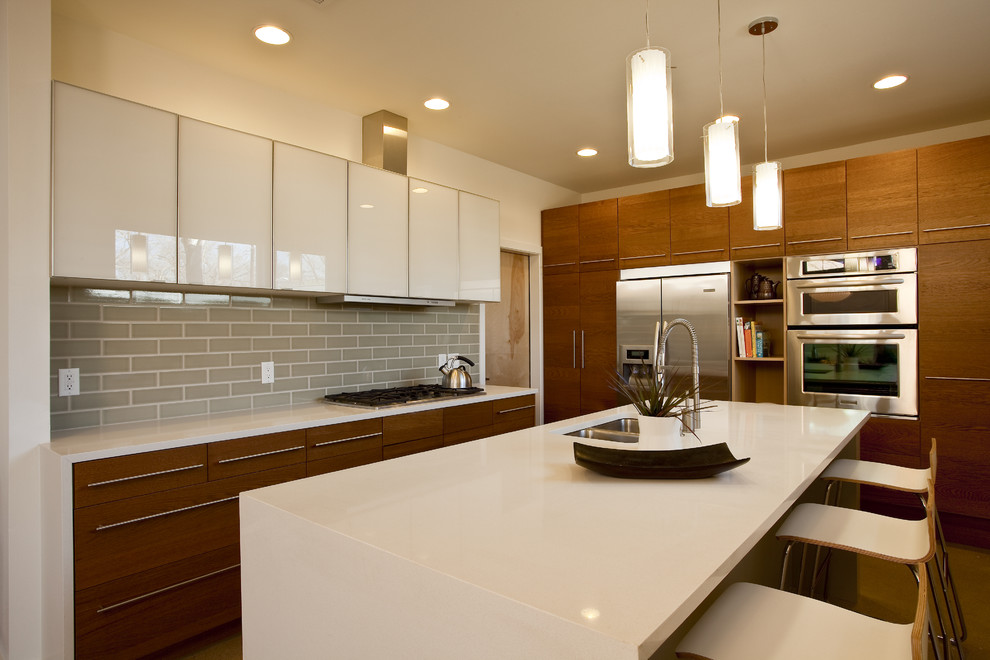 Subway Tiles for Kitchen Kitchen Contemporary with Acrylic Cabinets Bar Stools