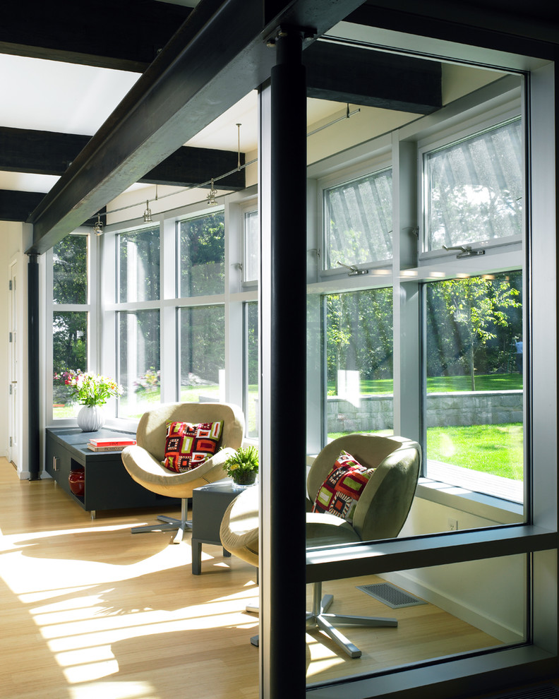 Sun Room Designs Hall Contemporary with Beams Glass Wall Modern