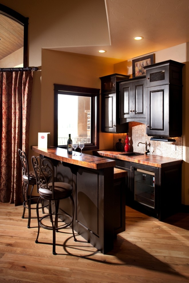Tall Bar Cabinet Home Bar Traditional with Barstools Breakfast Bar Dark