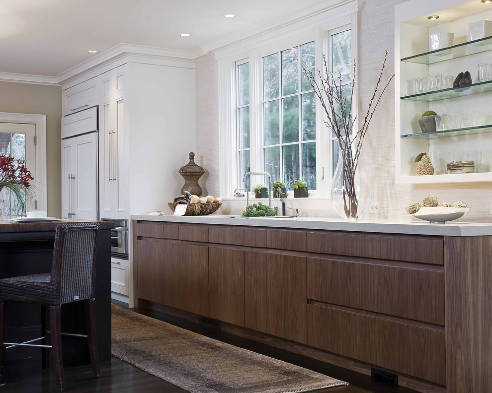 Tall Bar Cabinet Kitchen Traditional with Cabinet Front Refrigerator Caesarstone