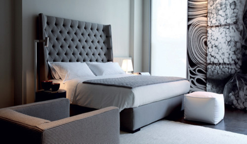 Tall Headboard Beds Bedroom Contemporary with None 