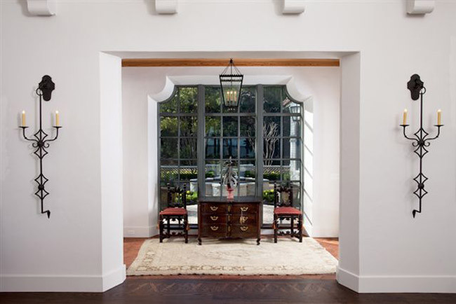 Tall Wall Sconces Entry Mediterranean with Candles Dining Hall Interior