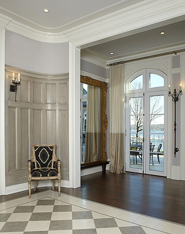 Tall Wall Sconces Entry Traditional with Checkerboard Floors Checkered Tiles