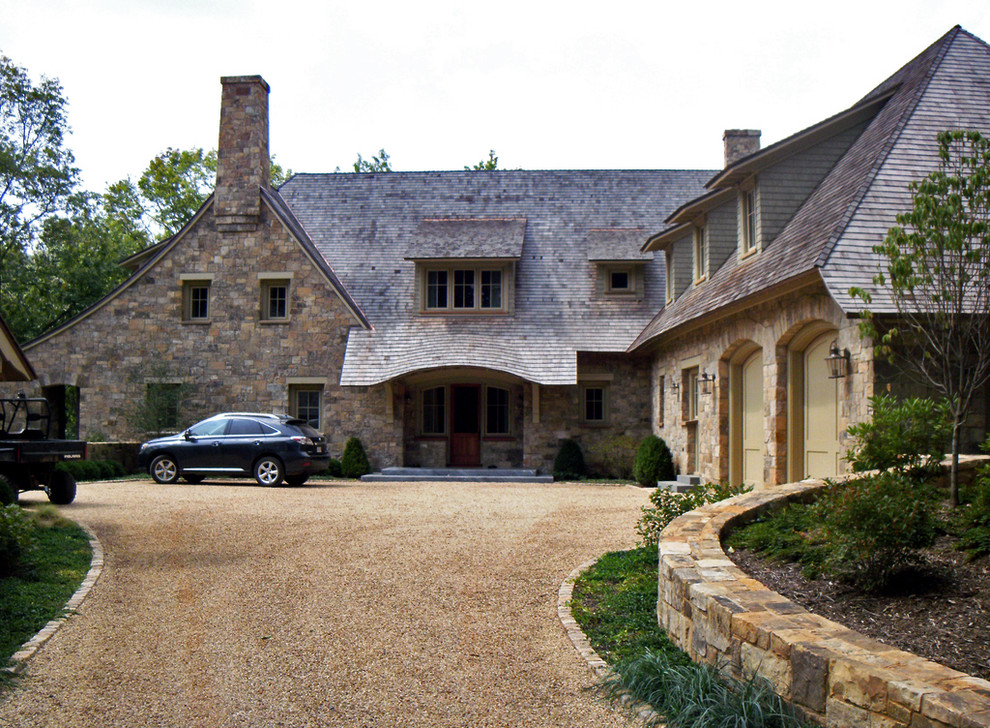 Tar and Chip Driveway Exterior Traditional with Court Dormer Windows Drive