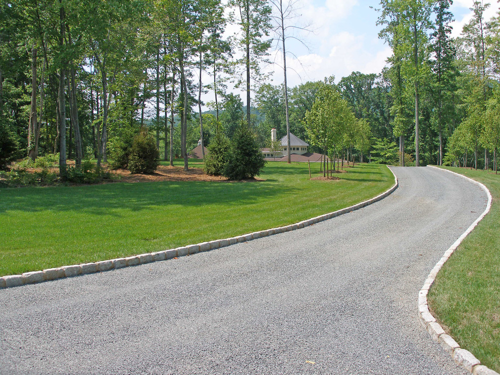 Tar and Chip Driveway Landscape Traditional with Belgian Block Belgian Block