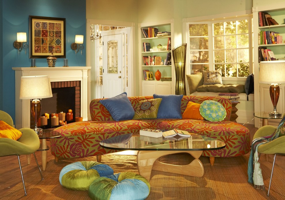 Teal Throw Pillows Living Room Contemporary with Atomic Bay Window Blue