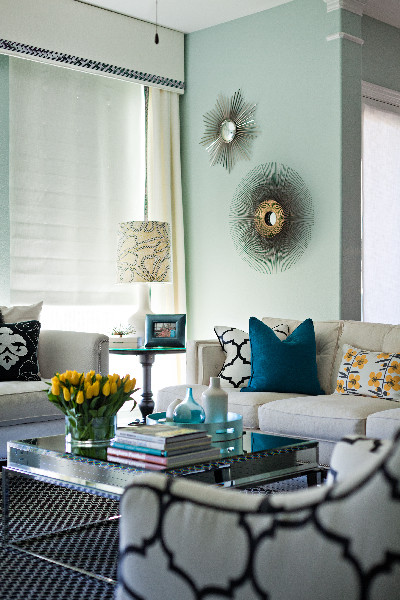 Teal Throw Pillows Living Room Eclectic with Area Rug Blinds Coffee