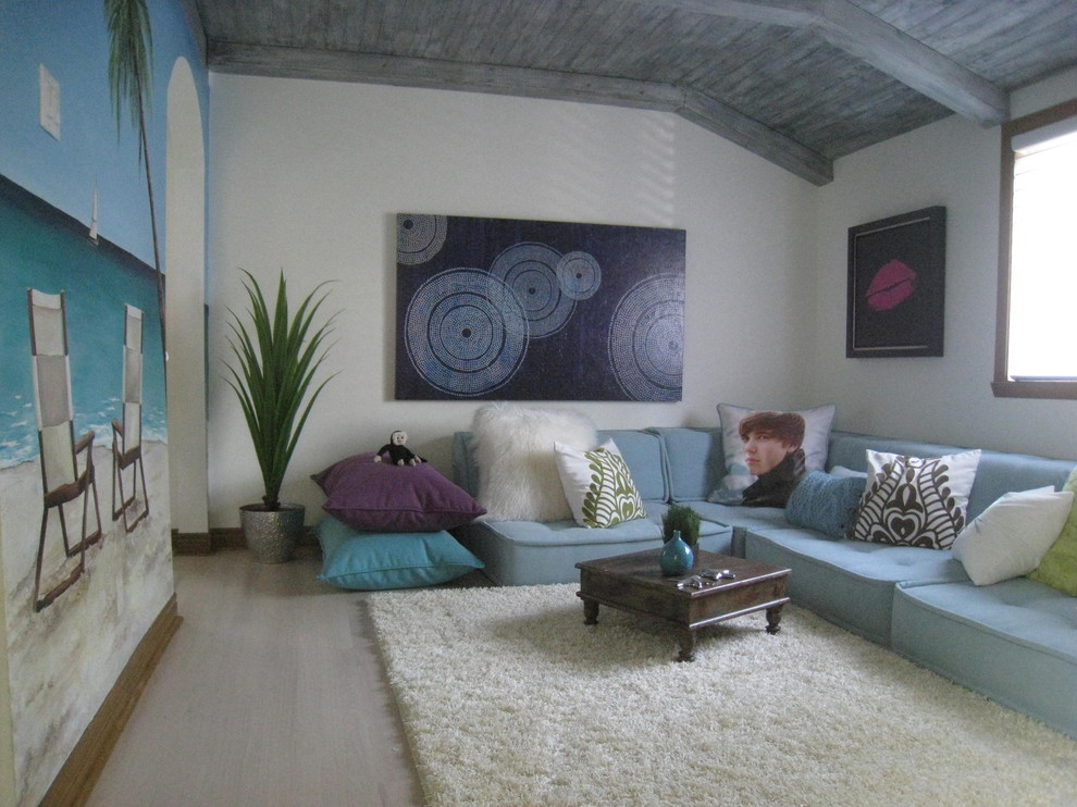Teen Bedroom Furniture Kids Contemporary with Aqua Artwork Beach Mural