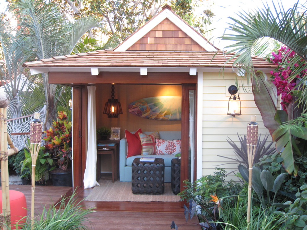 Teen Room Designs Garage and Shed Tropical with Bamboo Beach Cabana Deck