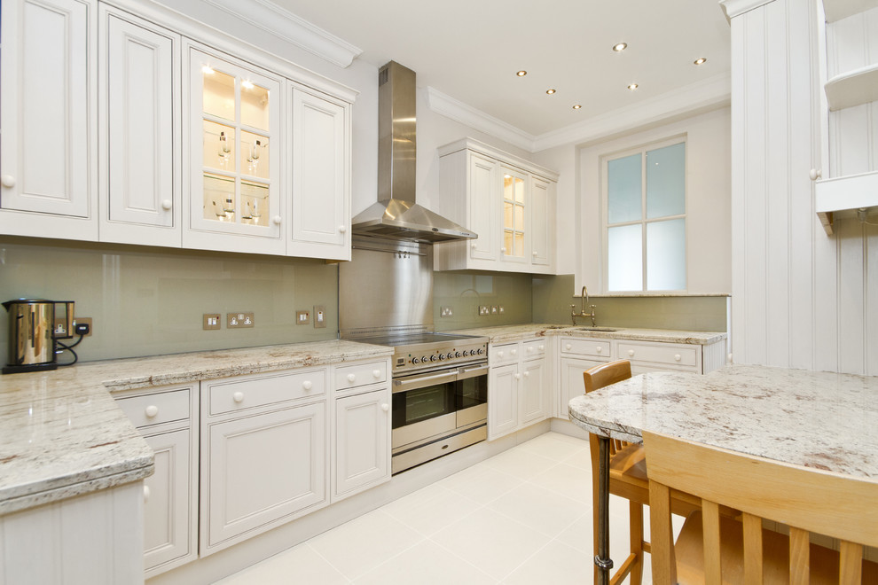 Tempered Glass Backsplash Kitchen Transitional with Beadboard Breakfast Bar Bridge
